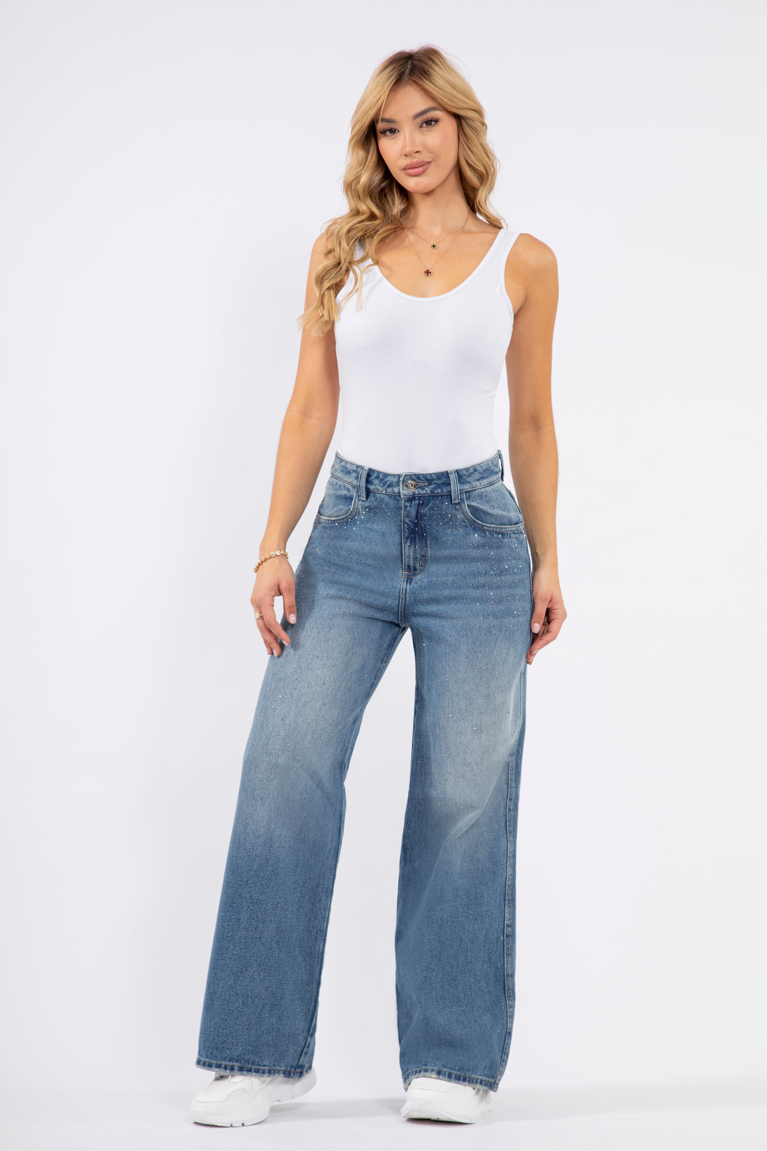WIDE JEANS BRILLOS