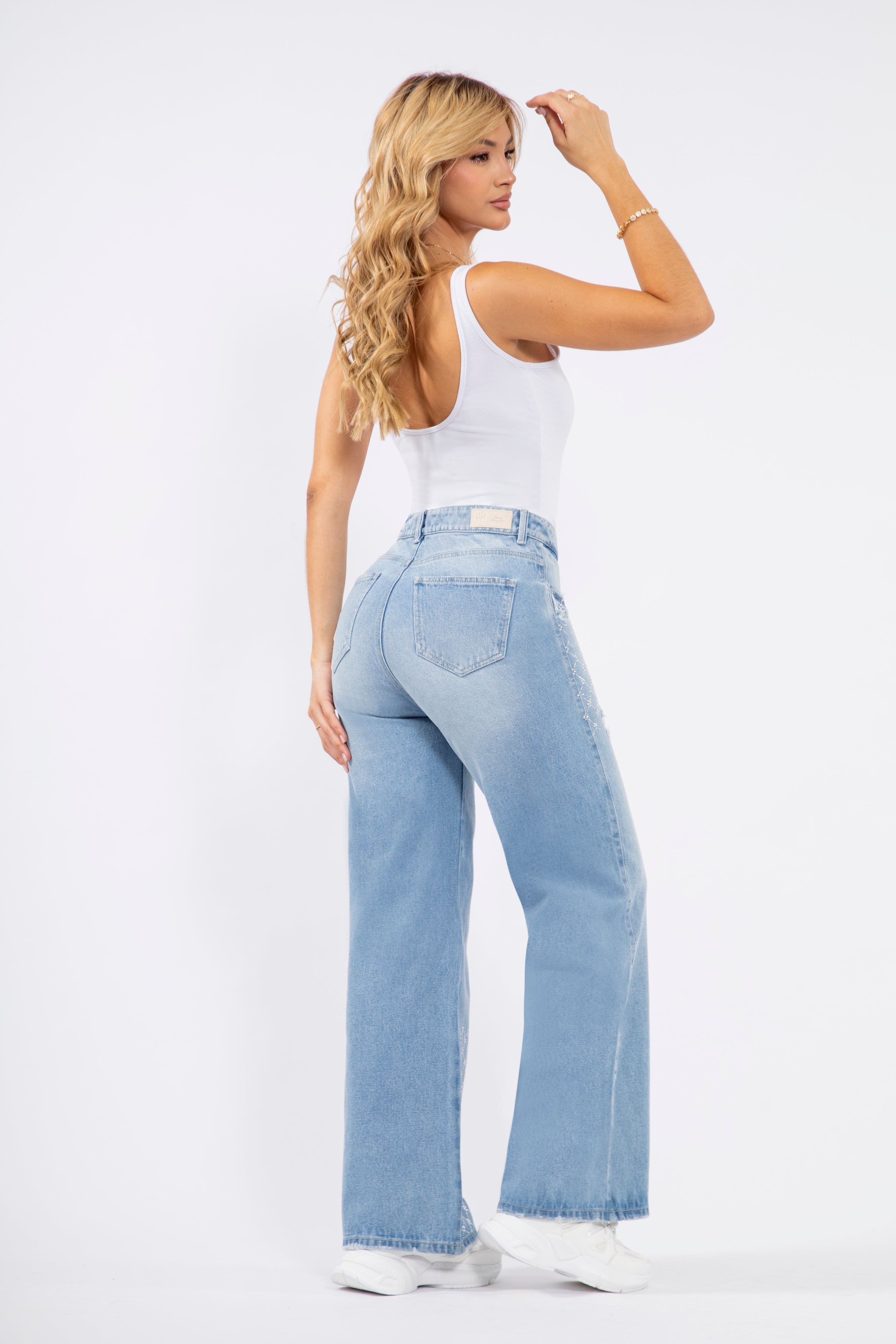 JEAN WIDE LEG BRILLOS