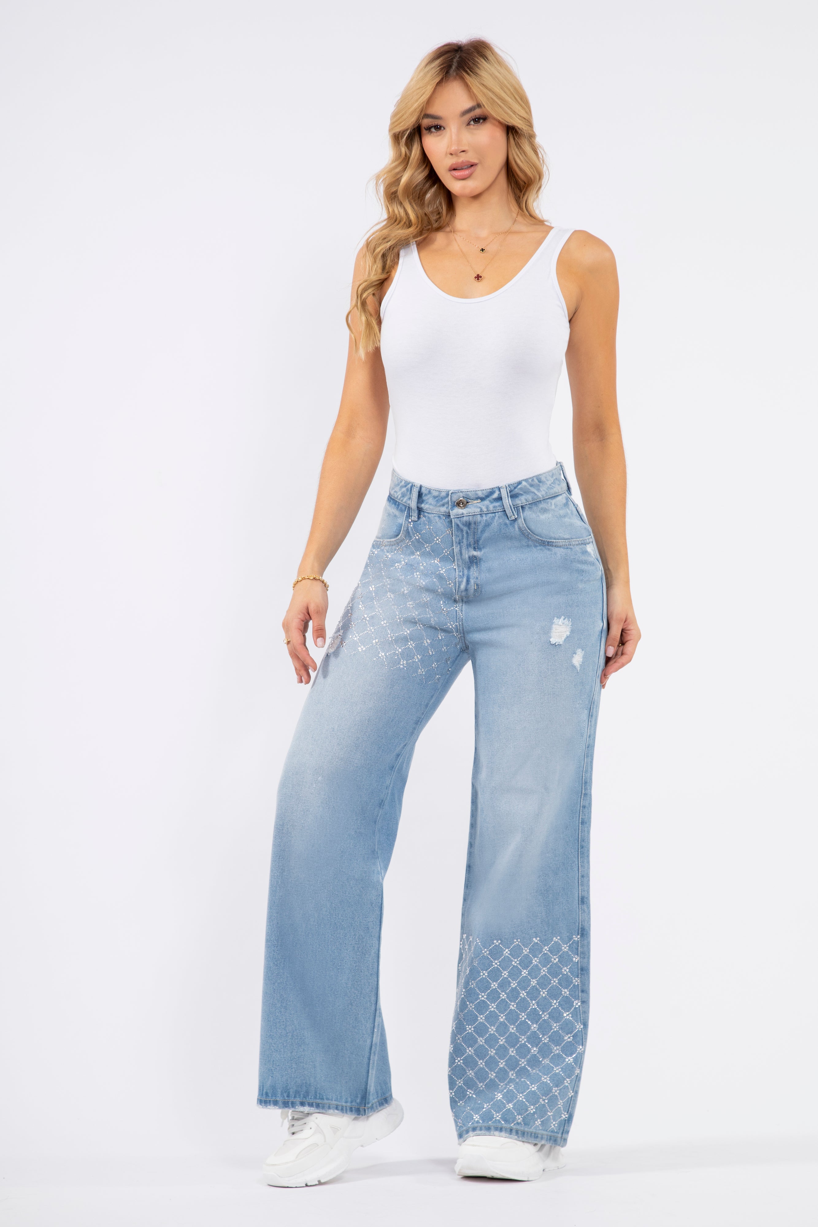 JEAN WIDE LEG BRILLOS