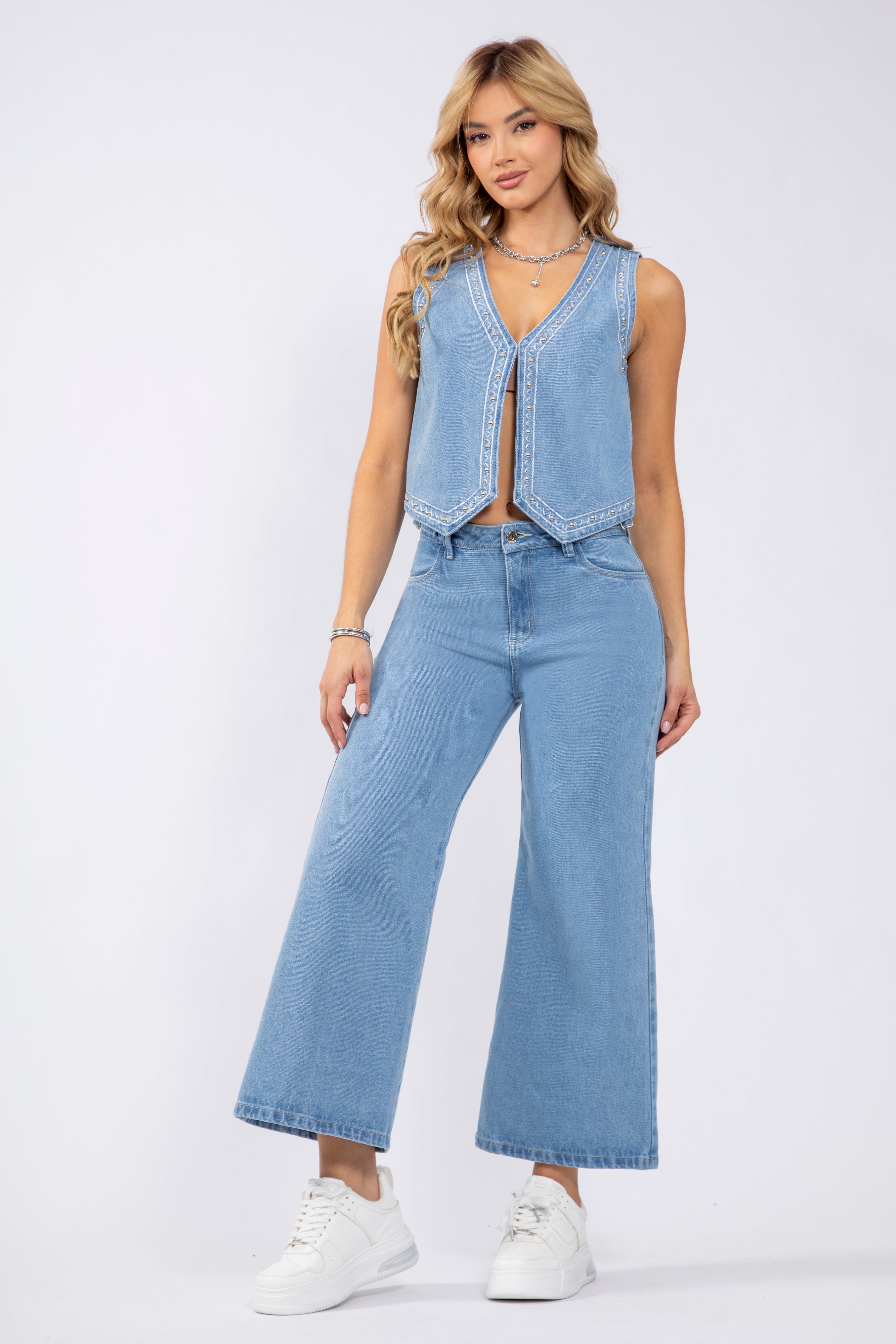PANTALON BARREL AZUL CLARO - UP FEMME