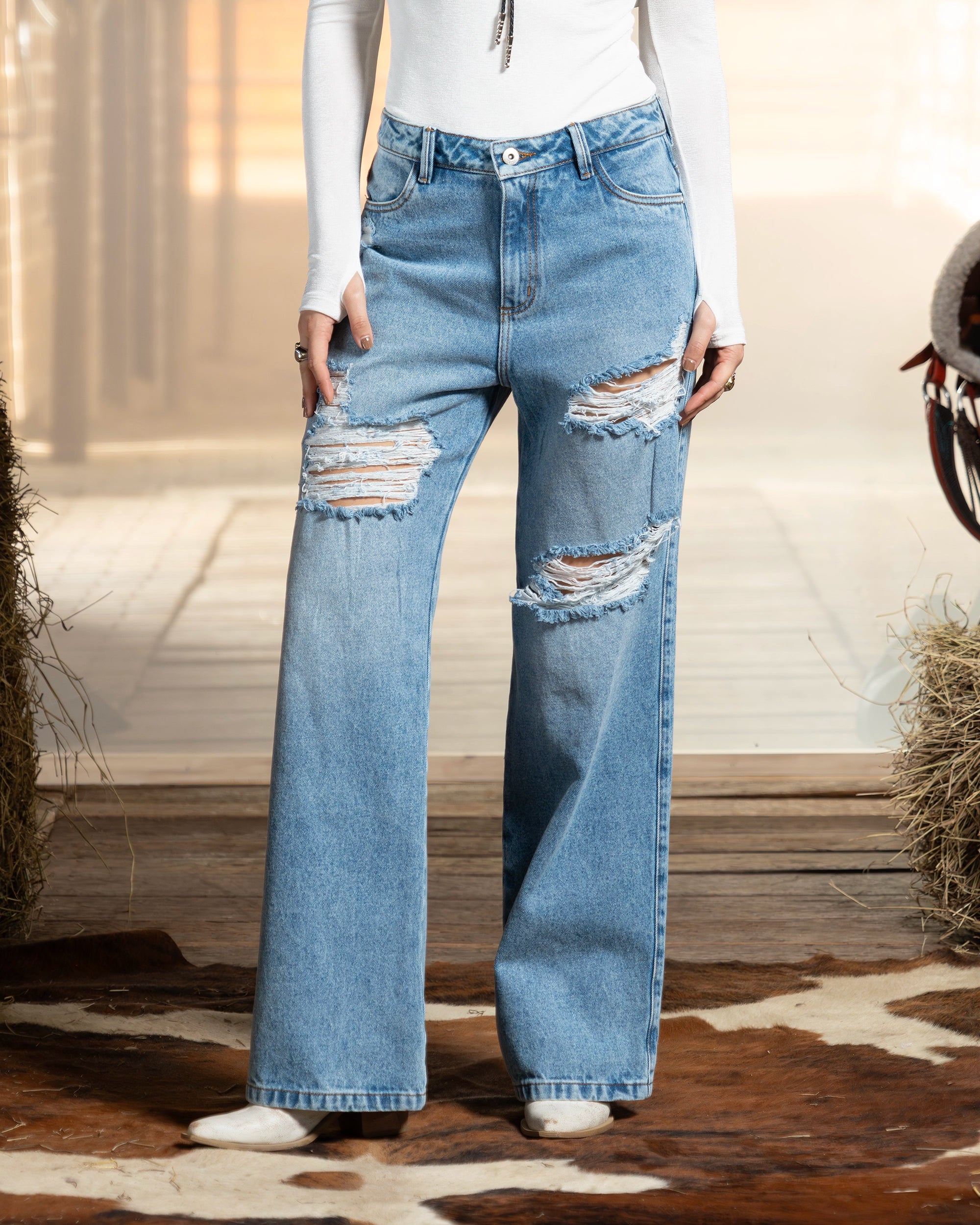 WIDE LEG DESTROYER CON BRILLOS