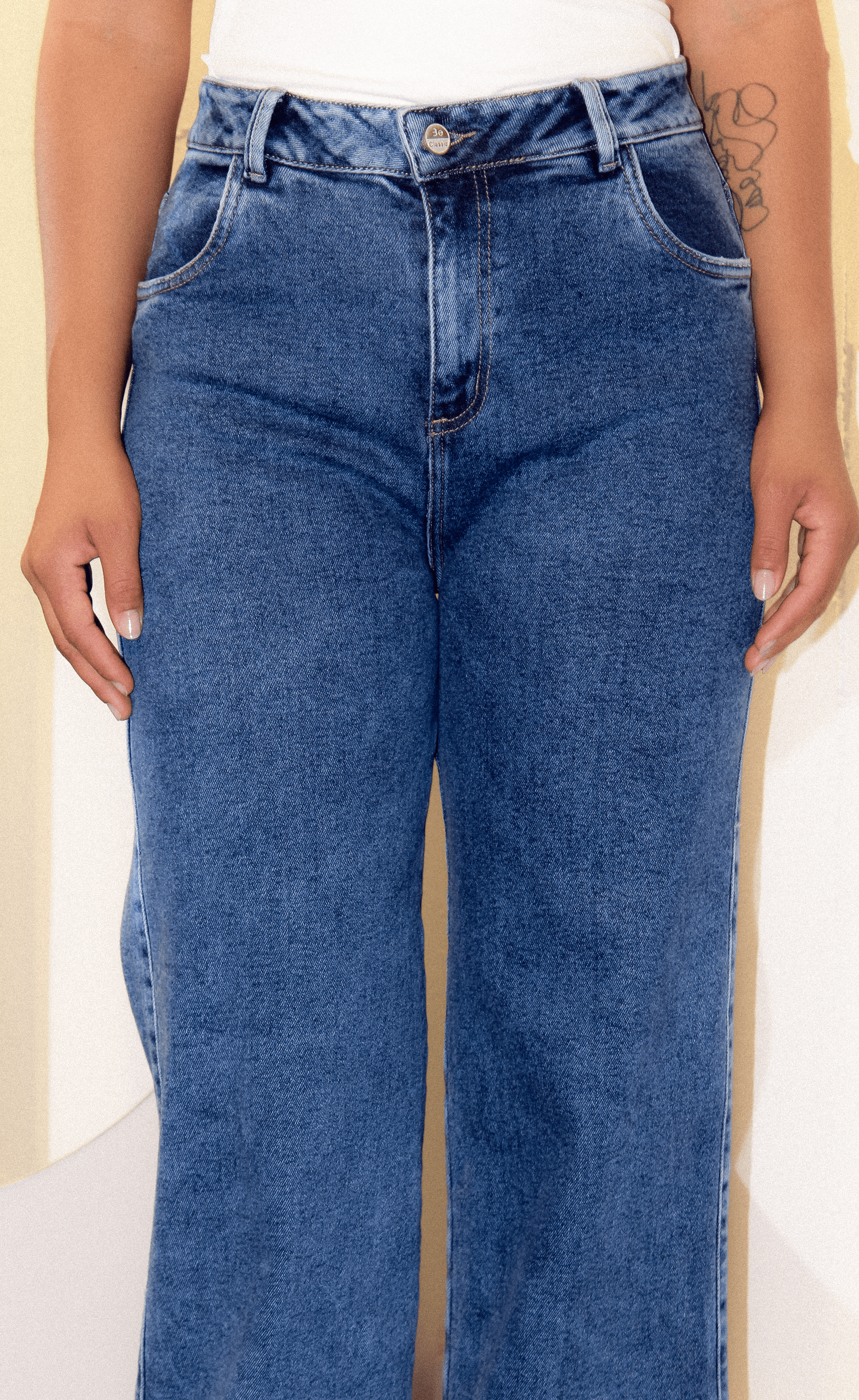 WIDE LEG JEAN DENIM AZUL MEDIO - UP FEMME