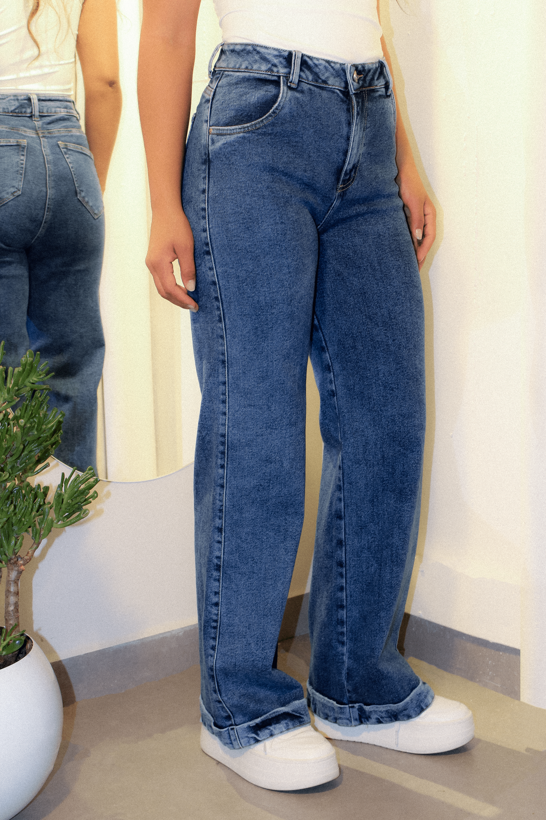 WIDE LEG JEAN DENIM AZUL MEDIO - UP FEMME