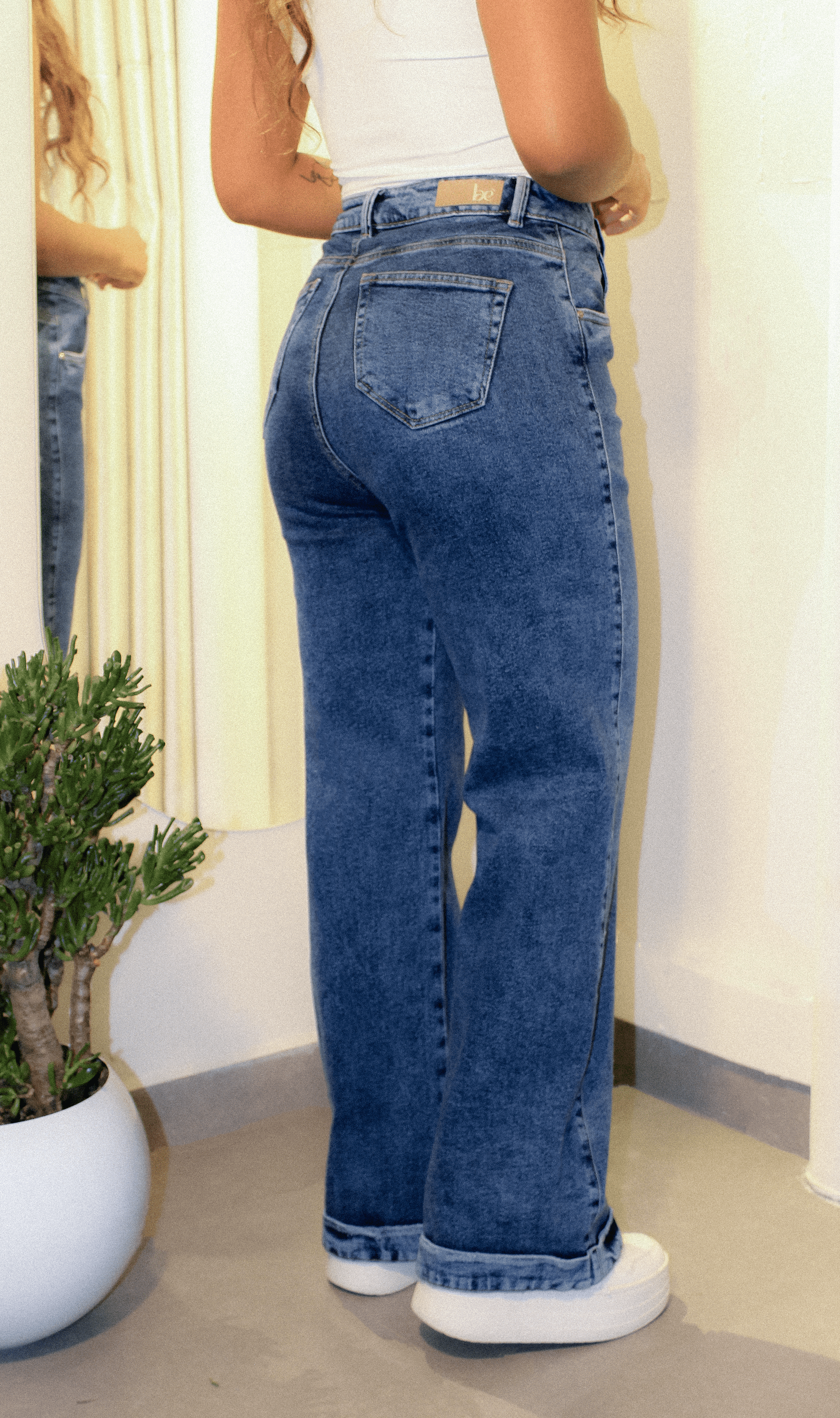WIDE LEG JEAN DENIM AZUL MEDIO - UP FEMME