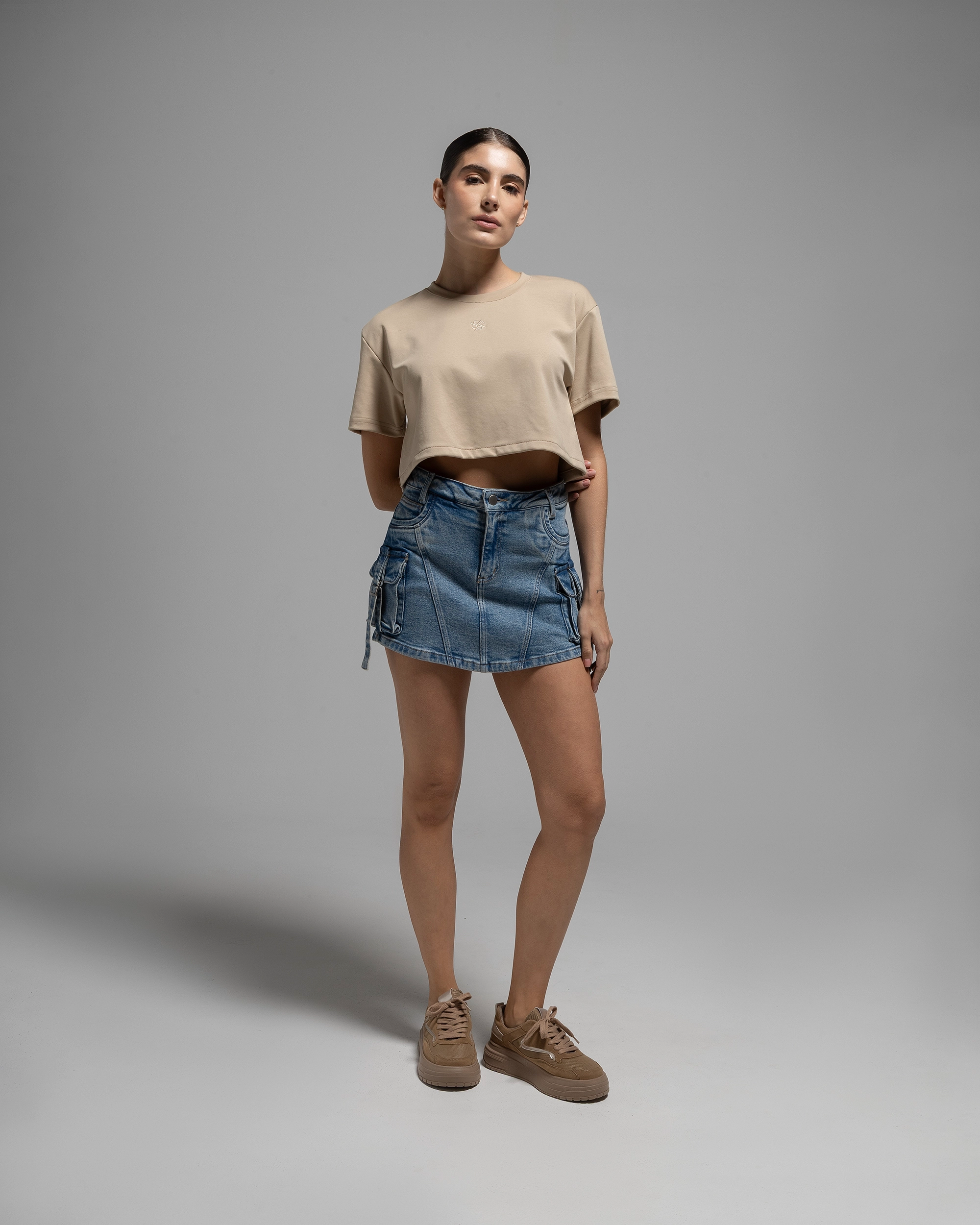 FALDA SHORT AZUL CON LAVADO